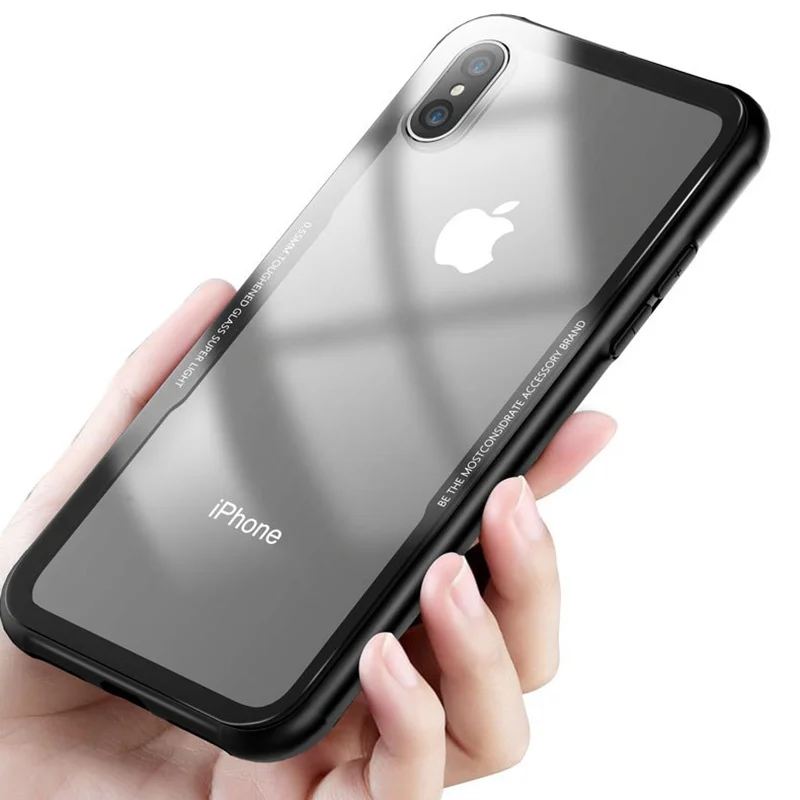 Роскошный противоударный чехол для iPhone X 7 6 6s 8 Plus прозрачное закалённое стекло Жесткий Чехол Мягкий силиконовый край чехол для iPhone