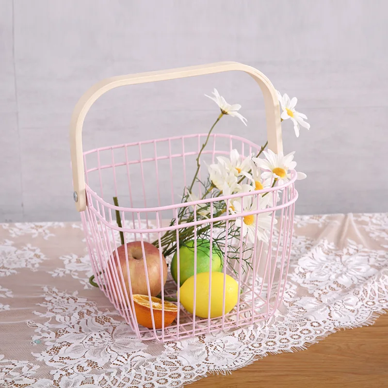 Iron Fruit Basket Holder Storage Snack Basket Household Tea Table Fruit Basket for Home Dining Table Decor