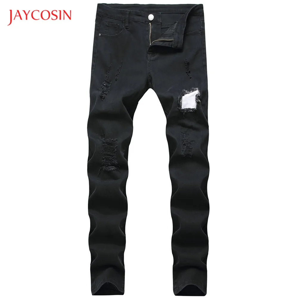 Jaycosin Для мужчин джинсы черные классические модные джинсовые зауженные джинсы брюки Для Мужчин's Повседневное лоскутное Высокое качество Slim Fit Брюки
