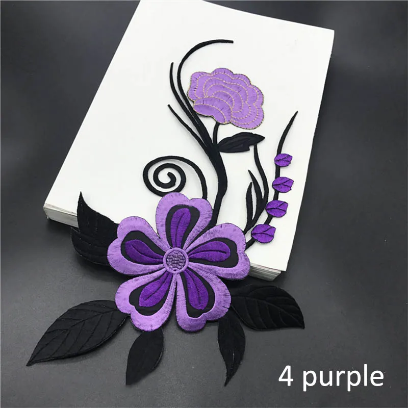 4 purple Вышивка кружева патч платье отделка DIY одежда аппликация 1 шт. текстиль для одежды гладильная паста украшения патч DIY аксессуары - Цвет: 4 purple