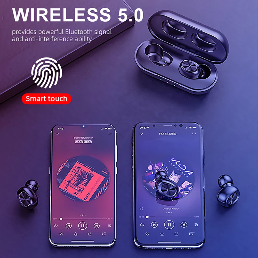 8D стерео беспроводные Bluetooth наушники Bluetooth 5,0 бинауральные звонки сенсорное управление цифровой дисплей наушники для iPhone 11 Plus/X/XR