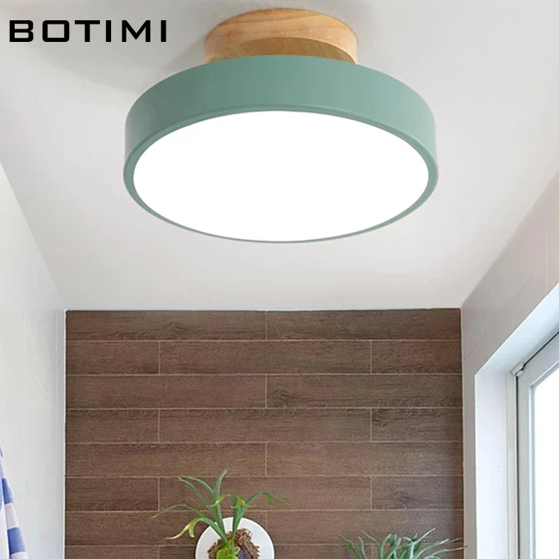 Botimi Modern Round Led Ceiling Lamp White Metal Corridor Balcony