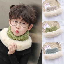 Хлопковый плюшевый Детский шарф для мальчиков и девочек, детский вязаный теплый зимний круглый шарф для детей, шерстяной шарф с воротником