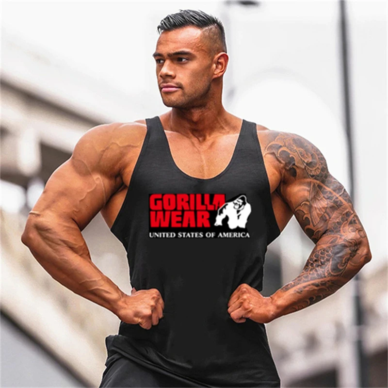Gorilla Wears-Chaleco de algodón para hombre, camisa de Fitness muscular para gimnasio de musculación