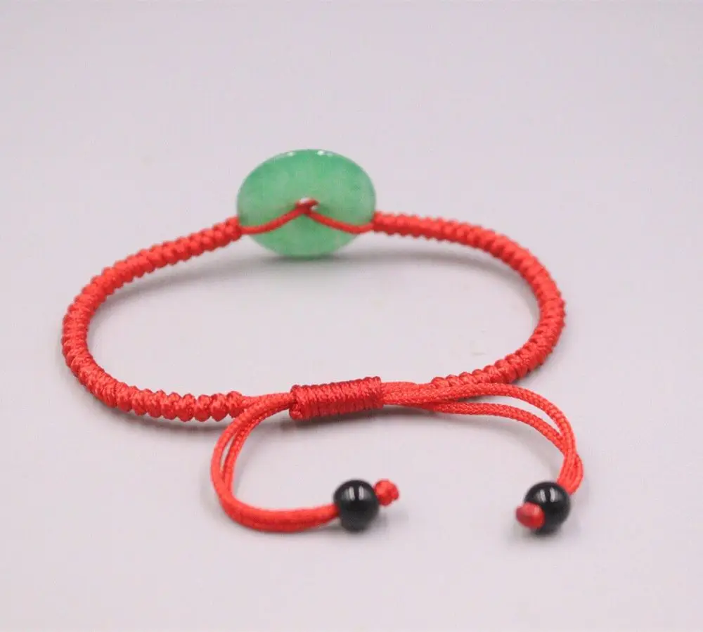 Aadi Bracelet - Wood > Metal Beads, Green > Red Twine