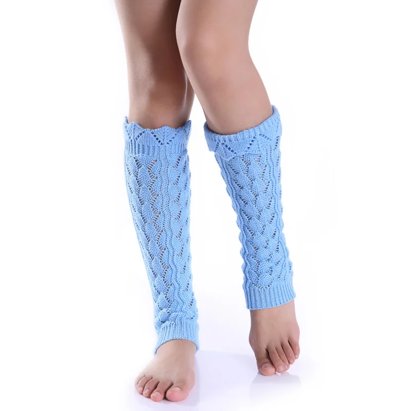 light blue YOZIRON/Зимние гетры с оборками; женские гетры ниже колена; повседневные осенние вязаные гетры для девочек; милые носки - Цвет: light blue