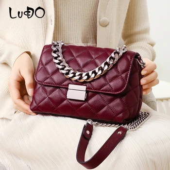 

LUCDO Women Small Messenger Bags Chains Shoulder Bag Diamond Lattice Luxury Handbags Women Bags Designer Female Totes Bolsas Sac