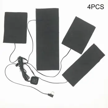 

4 in 1 USB Warm Paste Pads Fast-Heating Carbon Fiber Heating Pad Safe Portable Heating Warmer Pad for Cloth Vest Jacket
