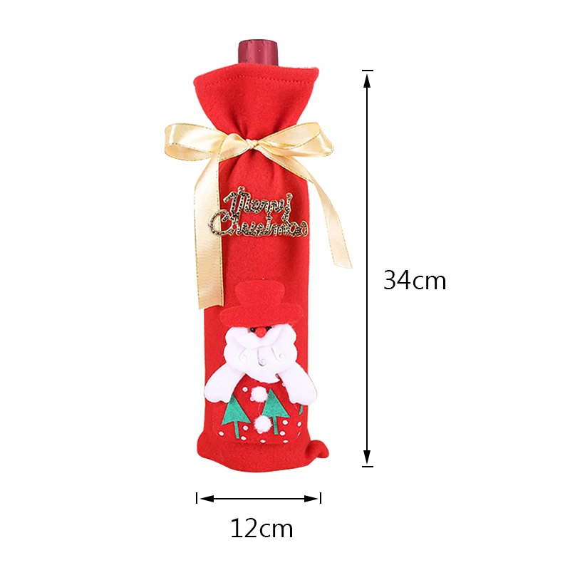 L 34x12cm Urijk Christmas Wine Bottle Covers Santa Snowman Deer Restaurant Ornament Xmas Party Table Wine Bottle Decorations New - Цвет: L 34x12cm