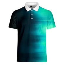 WAMNI брендовая модная мужская градиентная Повседневная рубашка-поло, Спортивная простая 3D Мужская Лоскутная рубашка с коротким рукавом и отложным воротником