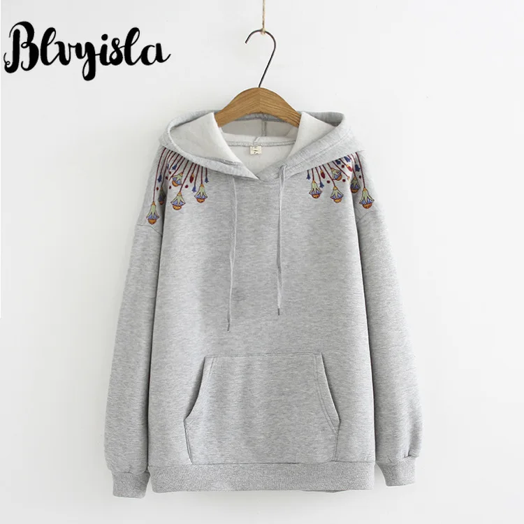 Blvyisla 4XL большой флисовый утепленный пуловер с вышивкой свитшоты 90 кг женские большие свободные толстовки Топы