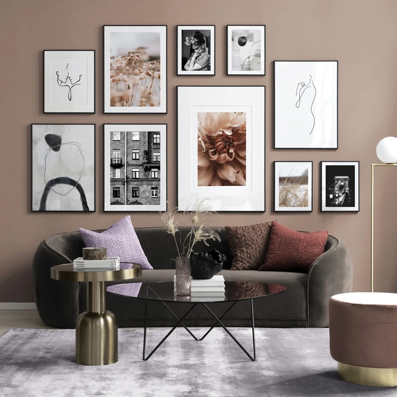 Flower Black White Vintage Posters Abstract Line Prints Wall Art Canvas