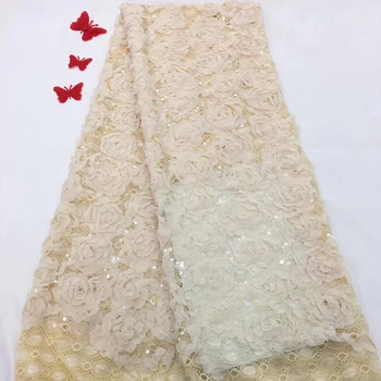 

5YD/pcs Afrian French Lace Fabric with sequins High Quality For Nigerian Traditional Wedding Dress RF27471