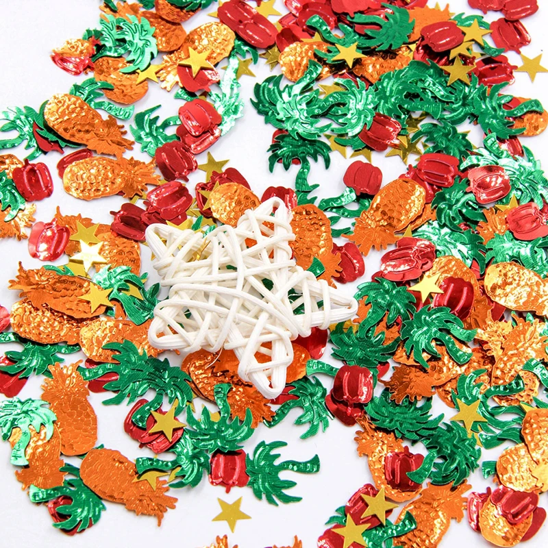

15 G/Bag Plastic Sequins Coconut Tree Pineapple Tableware Hawaiian Decoration