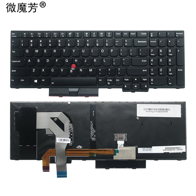 Teclado Inglês dos Eua para Lenovo Thinkpad T570 P51s T580 P52s Teclado 01er582 01er541 Sn20m07934 Novo