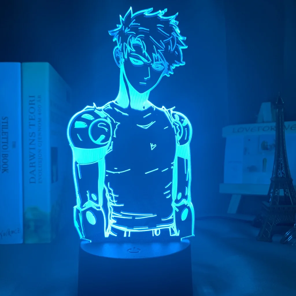 

Acrylic Led Night Light Lamp Anime One Punch Man Genos Figure Desk 3d Lamp for Kids Child Room Decorative Nightlight Manga Gift