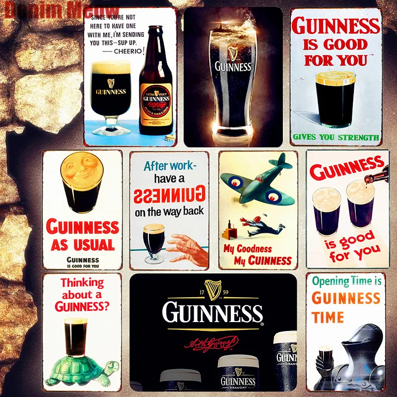 Декоративная вывеска Guinness винтажный декор металлическая пластина для барной