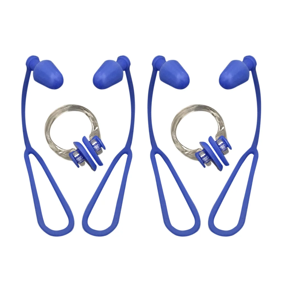 

2pcs Nose Clip Practical Soft Reusable Nose Clip Earplug with Rope for Adults Swimmer Kids