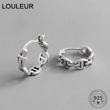 Louleur, настоящее 925 пробы, серебряные серьги-кольца, Ретро стиль, простая цепочка, женские серьги для женщин/детей, роскошные серебряные ювелирные изделия, подарок