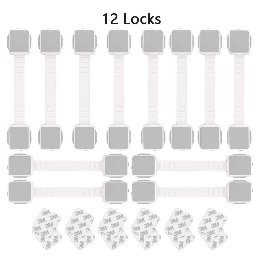 Grey 12 Locks Регулируемый замок для защиты от детей, Детский замок для безопасности шкафа, ящика, двери, Многофункциональный замок для безопасности холодильника, детский замок - Цвет: Grey 12 Locks