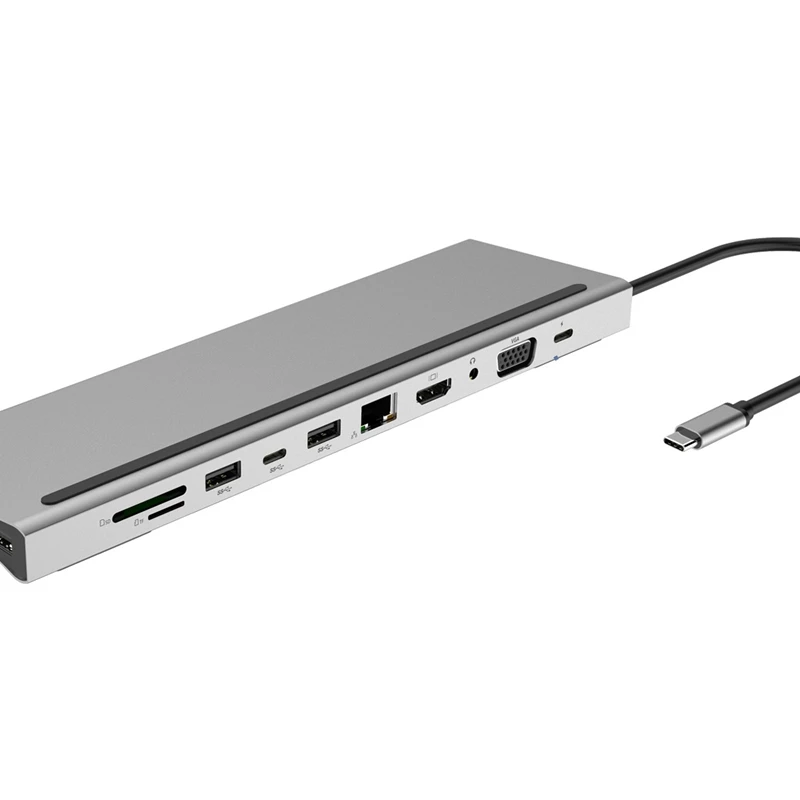 USB C концентратор для USB3.0 TF SD ридер HDMI VGA RJ45 3,5 аудио мини DP док-станция для MacBook Pro USB-C type C 11 порт USB C концентратор