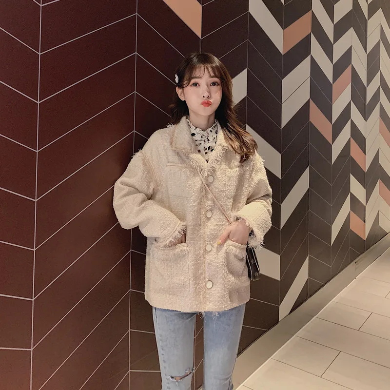 

Early Autumn Graceful Coat Women's Short Spring And Autumn New Style 2019 Korean-style Loose-Fit Tweed Students Versatile Tops