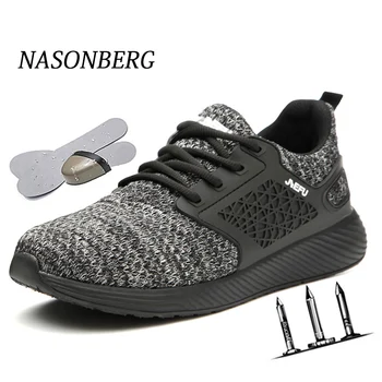 

NASONBERG Winter Safety Steel Toe Puncture Proof Men Shoes Outdoor Breathable Construction Boots Men