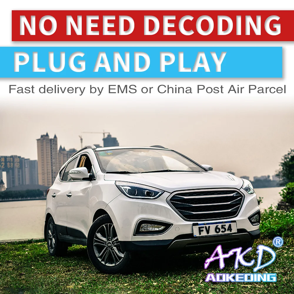 AKD Тюнинг автомобилей фары для hyundai ix35 Tuscon 2010 светодиодные фары DRL ходовые огни биксеноновые фары Противотуманные фары с ангельскими глазками