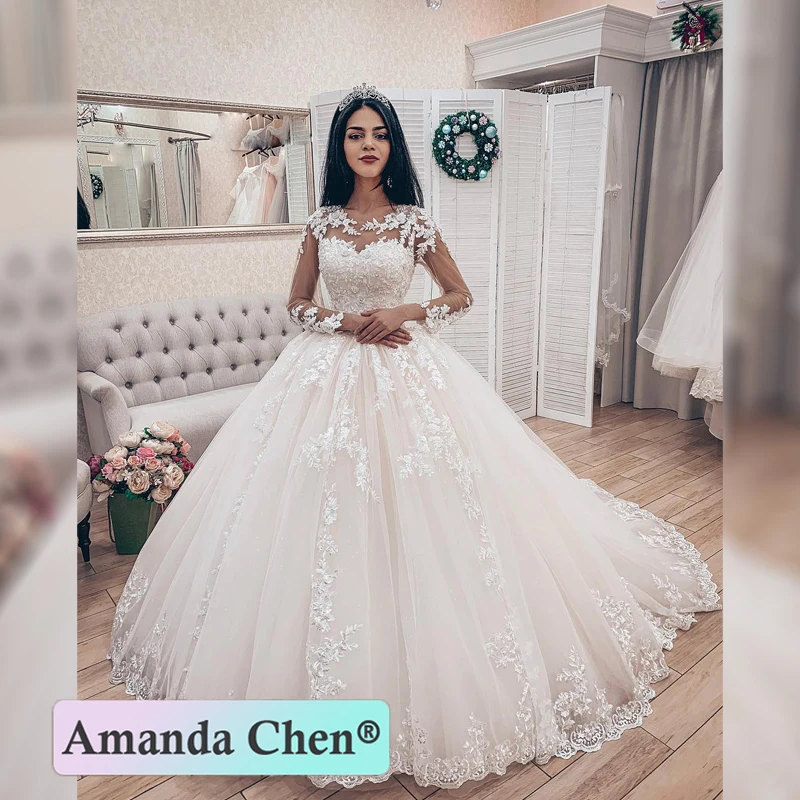Vestido de Noiva сирена с длинными рукавами с кружевной аппликацией бальный наряд свадебное платье