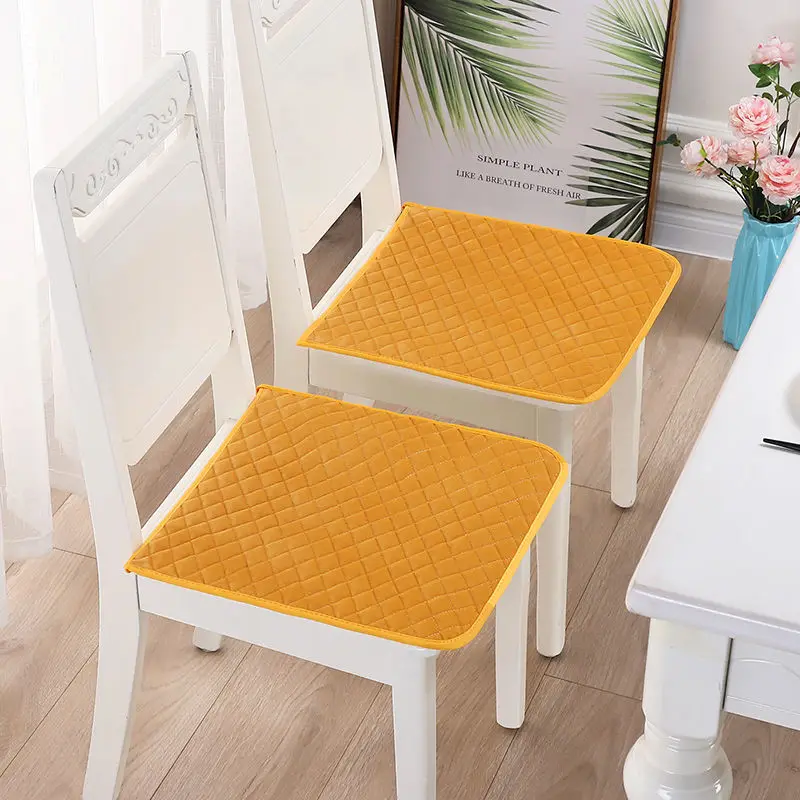 Square Plush Stool Cushions Solid Color Dinning Chair Seat Pad Thicken Soft Office Home Chair Cushions Non-Slip Sit Mat Modern