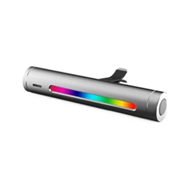 Auto Voice Activated Car RGB Light Music Diffuser Vent Clip Air Fresheners with LED Atmosphere Aromatherapy Car Decorative Lamp Silver