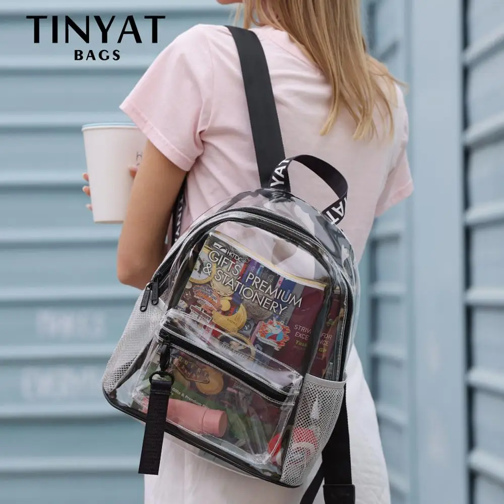 TINYAT-Mochila de viaje para mujer, morral escolar de PVC resistente al agua, de Color sólido, nueva tendencia