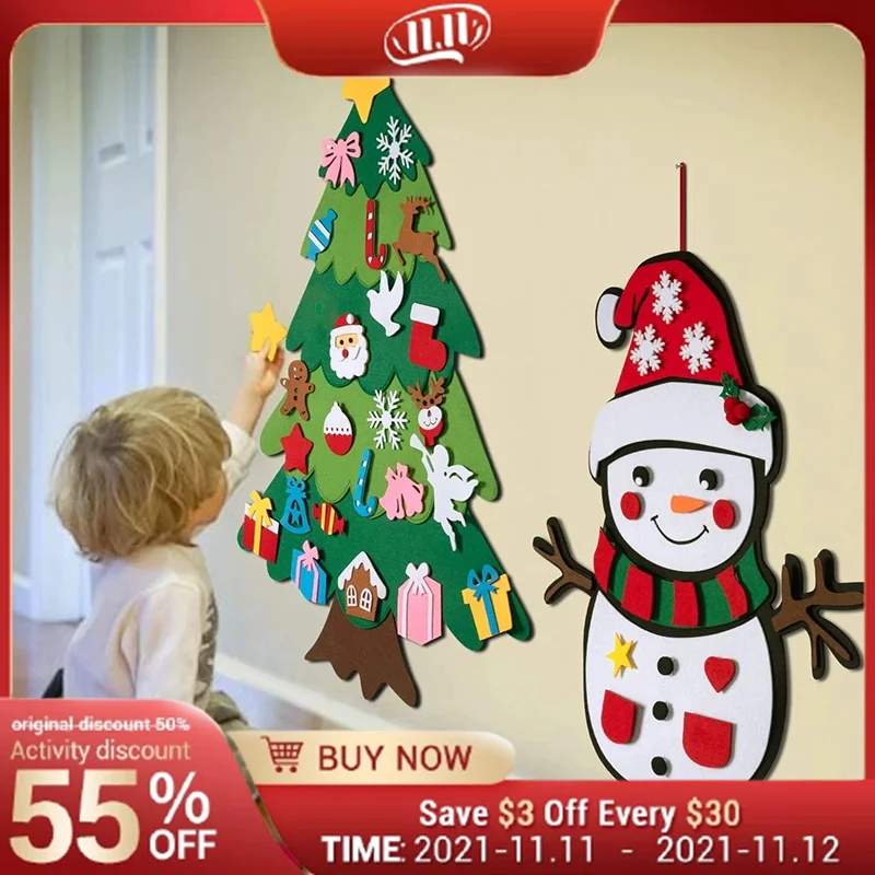 

32 шт. DIY войлочная Рождественская елка для малышей занятая доска Рождественская елка подарок для мальчика девочки дверь настенное украшение украшения детская игрушка Монтессори