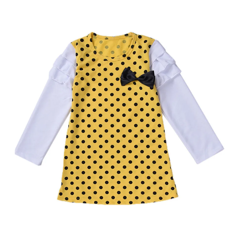 Fashion hot autumn and winter dress girl wave point princess dress baby girl polka dot bow princess dress платье для девочки 40