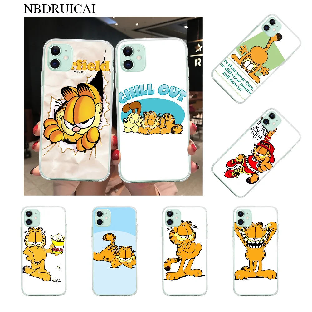 

NBDRUICAI Cartoon Cute Garfield cat Custom Photo Soft Phone Case for iPhone 11 pro XS MAX 8 7 6 6S Plus X 5S SE XR cover