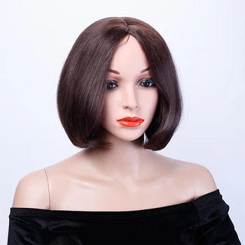 

AILIADE Medium Length Synthetic Straight Natural Brown Wigs Heat Resistant Party Wigs for White/Black Women Fake wig