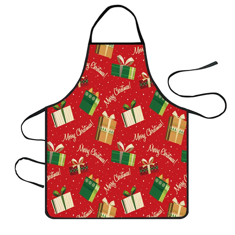 Saingace santa printing aprons waterproof kitchen apron Christmas Decoration Waterproof Kitchen Aprons Dinner Party Apron#822Y45