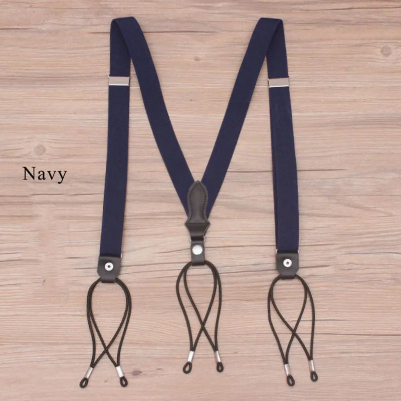 Navy Deepeel 1 шт. 2,5*115 см джентльмен стиль Ретро эластичный тесьма Регулируемый Замок для зависания подтяжки брюки Телескопический ремень SP071 - Цвет: Navy
