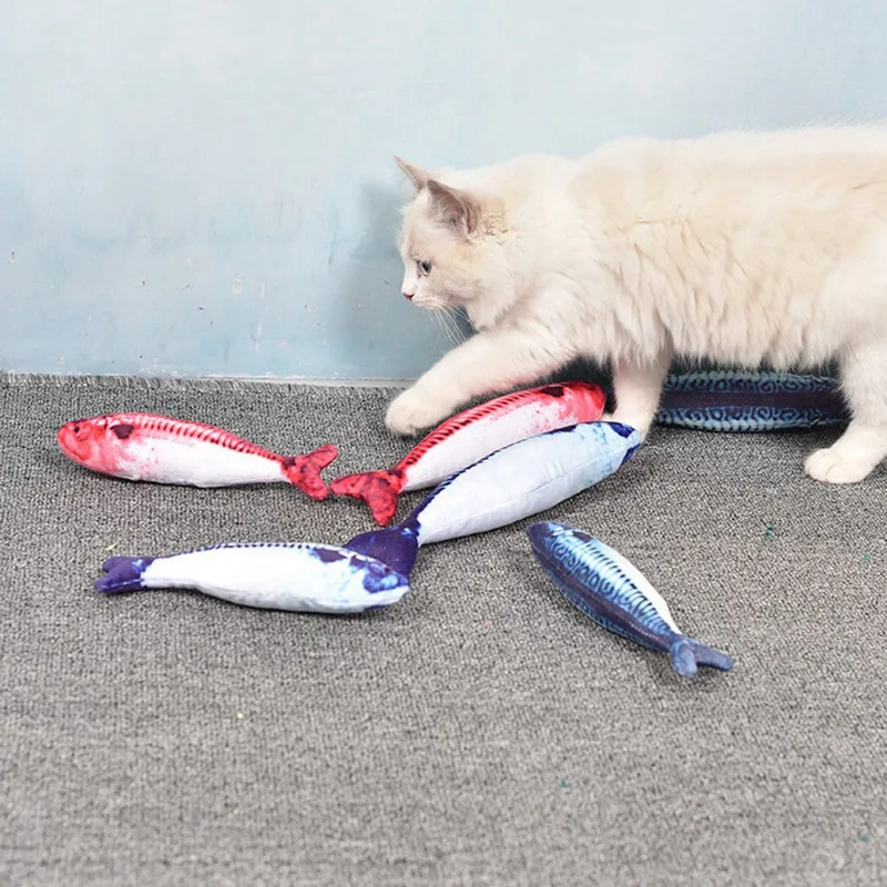 Interactive Cat Teaser Simulation Fish Doll Filled With PP Cotton Catnip Chew Toy