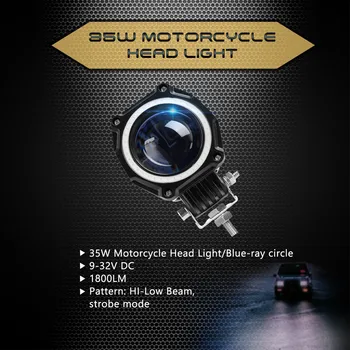 

LED WorkLight Hi-low Beam Motorbike Driving Lamp 9-30V 30W Motorcycle Head Lighg led lights фара светодиодная
