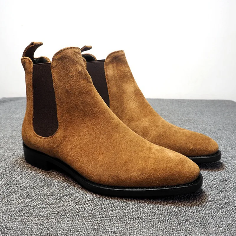 

MRCAVE 2020 Fashion Winter Men Chelsea Boots Brown Slip On Nubuck Trending Man Leisure Boots Black Luxury High Top Casual