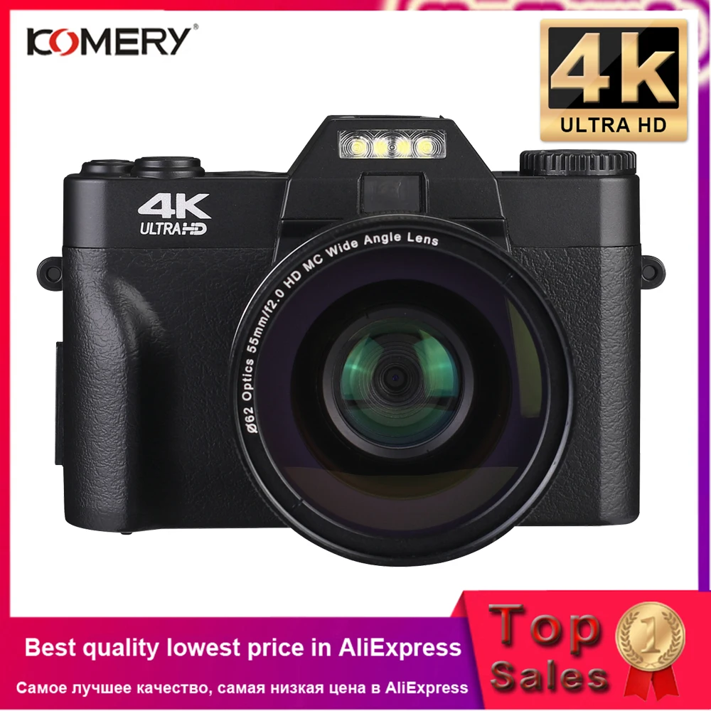 KOMERY Digital Camera 4K Camera 3.0 Inch LCD Flip Screen Video Camera 16X Digital Zoom HD Output Support WiFi Selfie Cam-0