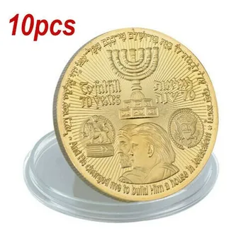 

10X King Cyrus Donald Trump Gold Plated Coin Jewish Temple Jerusalem Israel UP