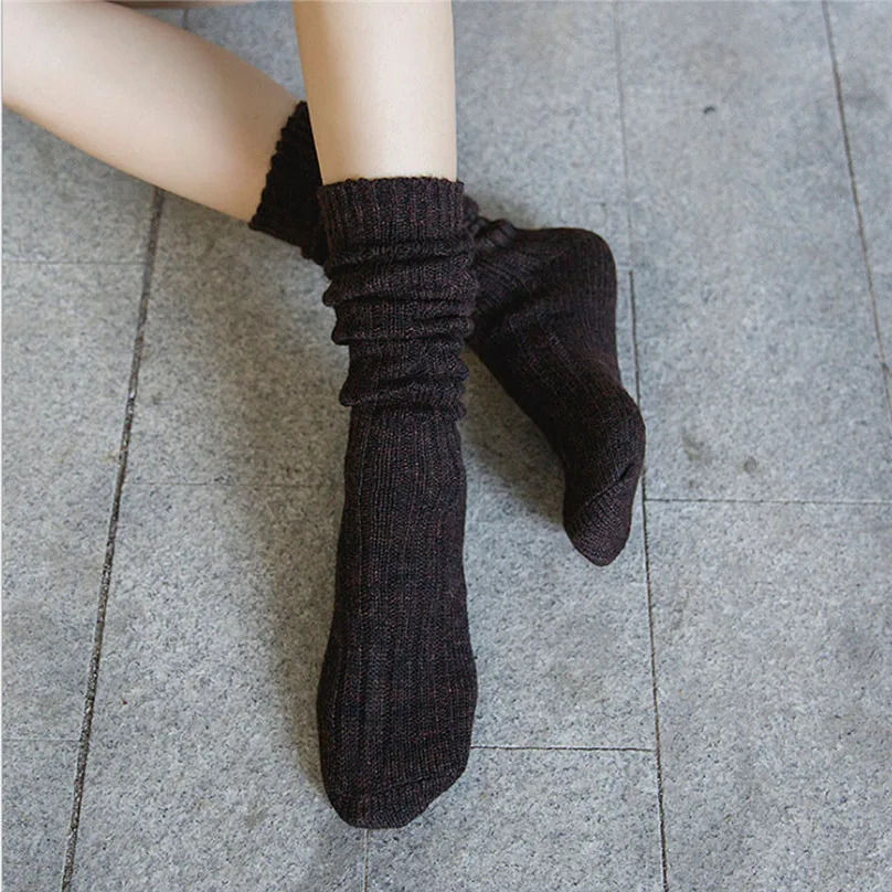 Спортивные носки зимние женские длинные носки из хлопка однотонноные женские теплые мягкие носки& 4O04