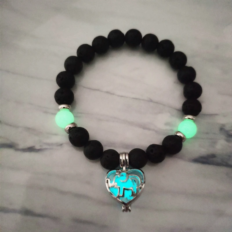 Blue Green Светящаяся пентаграмма, натуральный вулканический камень, браслеты для мужчин и женщин, светящиеся в темные украшения, классические браслеты, аксессуары - Окраска металла: Blue Green