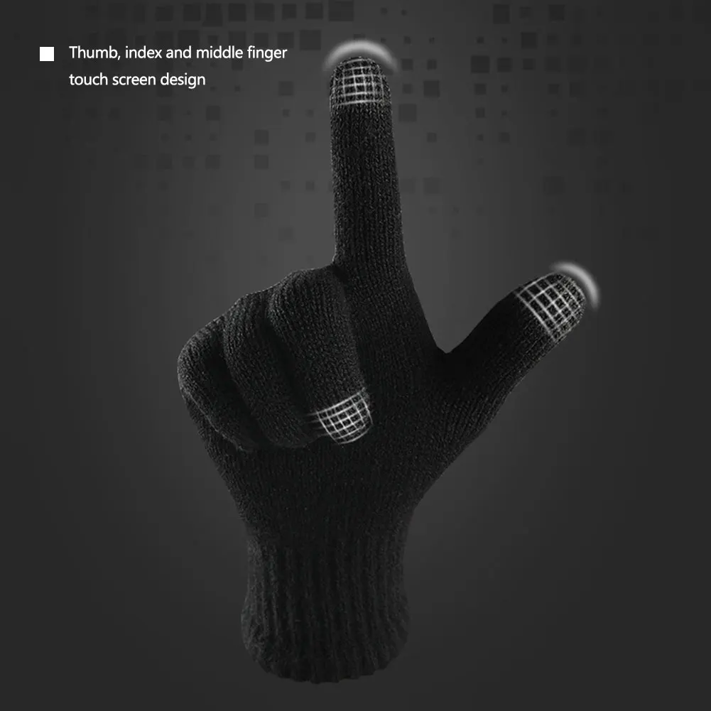 Зимние вязаные шерстяные перчатки высокого качества, спортивные перчатки на полный палец, утолщенные теплые перчатки для сенсорного экрана, мужские и женские одноцветные перчатки