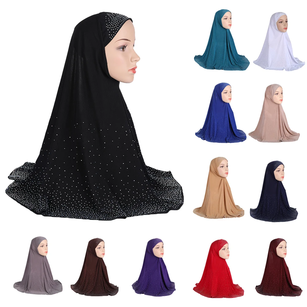 One Piece Amira hijab écharpe femmes musulmanes Turban Enfiler Prêt Cap Châle Couverture 