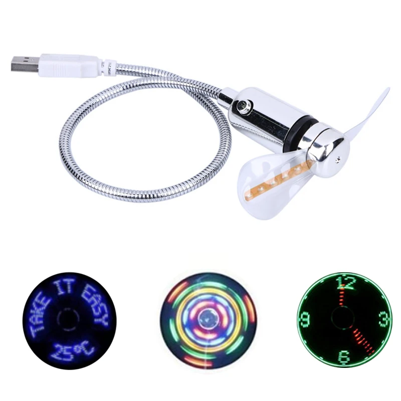 Mini USB Hand Fan Portable Gadgets Flexible Gooseneck LED Clock Cool laptop PC Notebook real Time Display durable Adjustable Fan