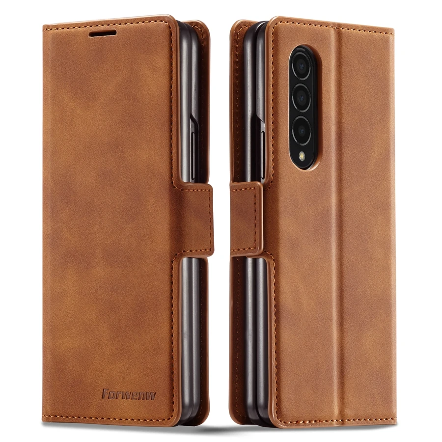 capa de couro magnética carteira para samsung galaxy fold moda negócios flip fold capa de proteção manga