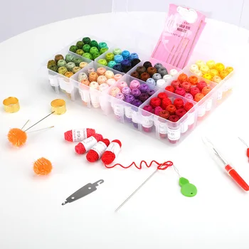

100 Colors Embroidery Threads Tools Set DIY Craft Friendship Bracelet Weaving String Cross Stitch Kit Random Color